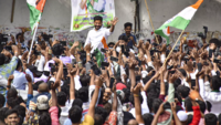​<i class="tbold">revanth reddy</i> greets party workers​