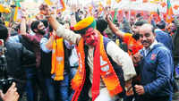 BJP party workers celebrate victory in Rajasthan