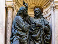 <i class="tbold">christ</i> and St. Thomas by Andrea del Verrocchio