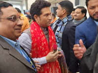 Cricketer Sachin Tendulkar arrives in Ayodhya for Ram temple <i class="tbold">inauguration</i>