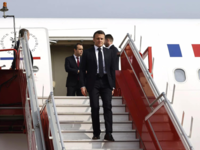 France President Emmanuel Macron arrives in India