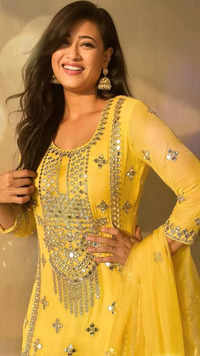 Madhuri Dixit looks like a ray of sunshine in a yellow mirror work