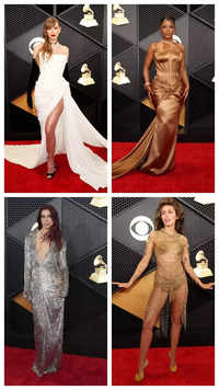 ​<i class="tbold">grammy</i> Awards 2024: Taylor Swift, Dua Lipa, Miley Cyrus rule the red carpet