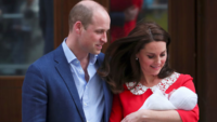 April 2018: Princess Catherine and Prince William with their <i class="tbold">newborn son</i>