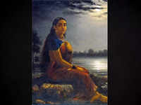 Lady under Moonlight by <i class="tbold">raja ravi varma</i>