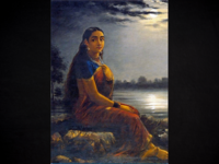 ​‘Lady under the Moonlight’ by <i class="tbold">raja ravi varma</i>