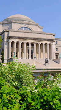 M.A. and Ph.D. degrees from <i class="tbold">columbia university</i>