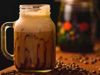 Cold-brewed coffee with unsweetened almond milk