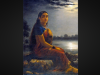 ​‘Lady Under the Moonlight’ by <i class="tbold">raja ravi varma</i>