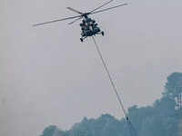 ​IAF helicopter <i class="tbold">rope</i>s in to douse forest fire