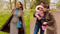 Smriti Khanna is a glowing mom-to-be; pics from her babymoon in London with husband Gautam Gupta and daughter <i class="tbold">anayka</i>
