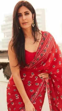 <i class="tbold">Katrina Kaif</i>'s printed saree