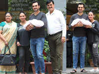 Esha Deol and hubby Bharat Takhtani leave with their new-born baby girl from hospital