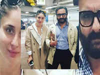 Photo: Saif Ali Khan and Kareena Kapoor Khan spotted at <i class="tbold">heathrow airport</i>, London