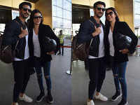 Pics: Sushmita Sen and rumoured <i class="tbold">boyfriend rohman shawl</i> are all smiles at the airport