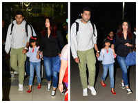 Photos: Aishwarya Rai and Abhishek Bachchan return from their Goa vacation with daughter Aaradhya