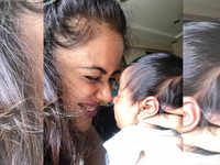 This picture of Sameera Reddy with her one month old daughter is simply too sweet for words