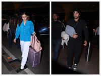 Photos: Alia Bhatt and an injured Ranbir Kapoor snapped at the airport as they jet out of the city