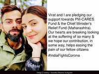 Anushka Sharma and Virat Kohli donate to PM Cares fund and <i class="tbold">cm's relief fund</i>