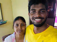 Shuttler Satwiksairaj Ranjireddy with his mother Rangamani