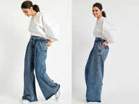 Baggy bootleg <i class="tbold">denim pants</i>