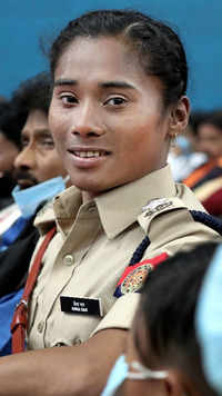 Star sprinter <i class="tbold">hima das</i> inducted as DSP in Assam Police