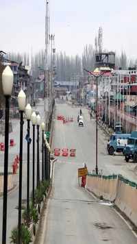 A deserted view of Jahangir chowk, Srinagar after Janata Curfew had restricted movement of people in Kashmir.