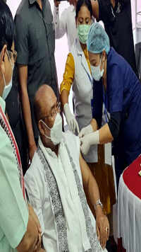 Manipur CM N Biren Singh gets his first dose.