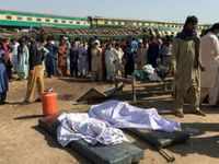 Dead bodies of pakistan train collision victims