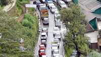 vehicles stuck in a traffic jam in Shimla