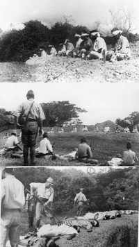 Japanese soldiers using <i class="tbold">indian prisoner</i>s of war for target practice, 1942
