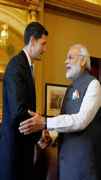 Narendra Modi meets with US House Speaker Paul Ryan in <i class="tbold">capitol hill</i>.