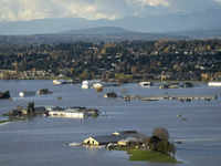 Properties inundated by floodwaters are seen in Abbotsford, <i class="tbold">british columbia</i>, Tuesday