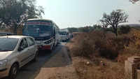 Photos of traffic jam inside <i class="tbold">sariska tiger reserve</i>