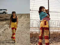 At the Indo-Pak border with her pet