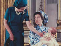 The Queen with her first grandson, <i class="tbold">peter philips</i>