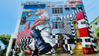 Mascot of the 44th <i class="tbold">chess olympiad</i> painted