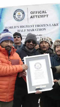 India's first frozen-lake marathon at Pangong Lake in Ladakh
