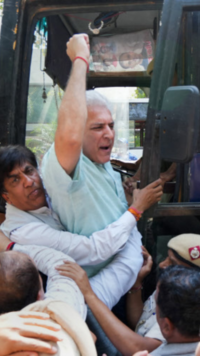 Delhi transport minister <i class="tbold">kailash gahlot</i> being detained by police