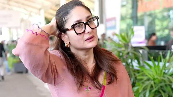 Kareena Kapoor Khan keeps it chic in a pink embroidered ethnic look at the airport