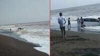 Mumbai: Car gets stuck in sand at Virar's Navapur beach 