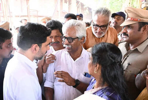 Trade union leaders raise slogans during Lokesh’s visit to KGH