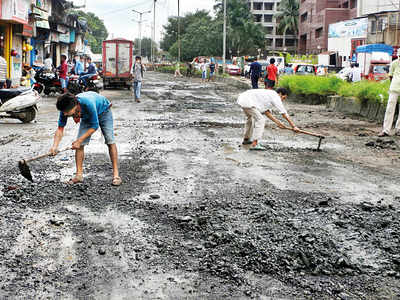 Temporary respite: Potholes filled on Sion-Dharavi Road
