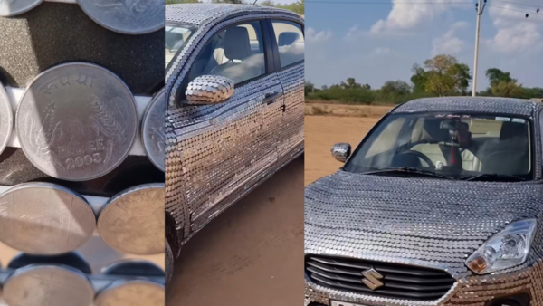 'Paise waali car': Rajasthan man turns his car into a shiny treasure with one-rupee coins