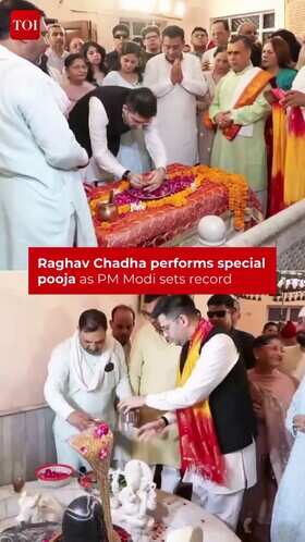 Raghav Chadha performs pooja as PM Modi sets new record