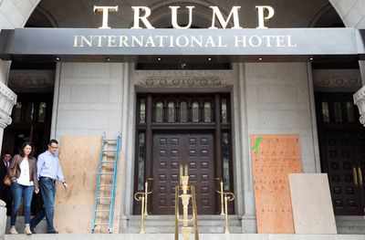 Trump's new DC hotel vandalised with spray-painted graffiti