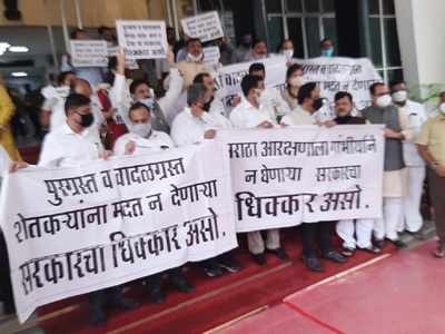 Maharashtra BJP Legislators hold protest outside Assembly over Maratha reservation, other issues