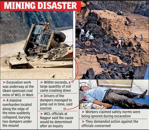 2 dumpers buried after landslide at Ukani coal mine, drivers escape to safety