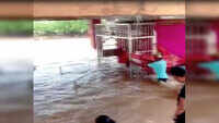 Water gushes into Ganesh Temple in Rajasthan’s Jaisalmer following incessant rainfall 