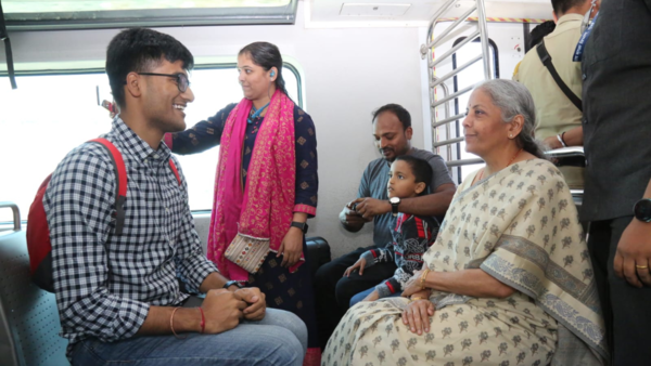 Finance minister Sitharaman travels in Mumbai’s local train